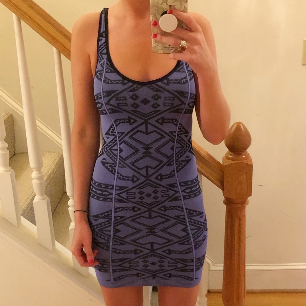 FREE PEOPLE purple/black Aztec print dress NWT